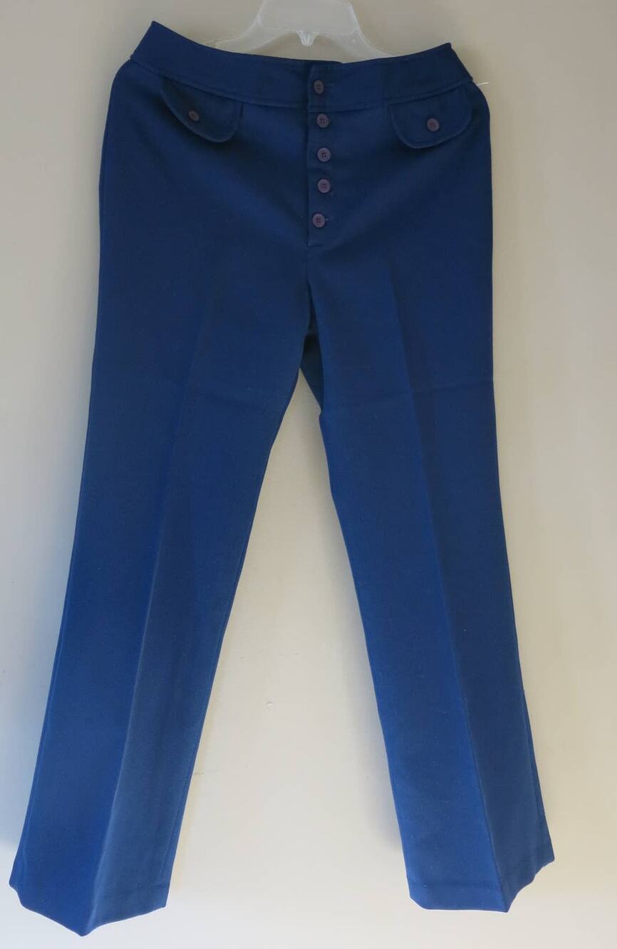 VINTAGE 1970 MISS HOLLY Pants Button Fly Pockets Polyester Blue Size 14 Average